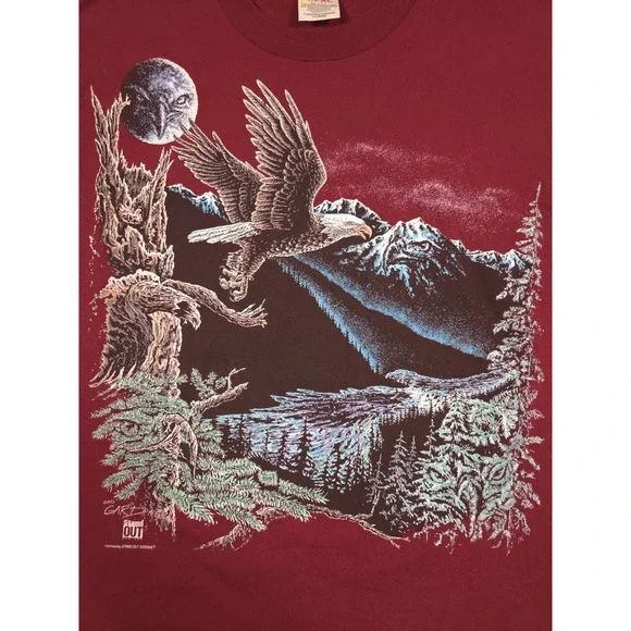 Vintage 1993 Eagles T Shirt Mountain Forest Valley Graphic Mens XL Stand Out - Picture 3 of 5